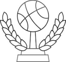 Winning Basketball Trophy Icon In Thin Line Art. vector