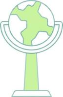 Globe Stand Or Trophy Icon In Green And White Color. vector