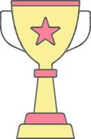 Trophy Cup Icon In Pink And Yellow Color. vector