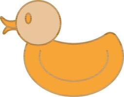 Duck Toy Icon In Orange Color. vector