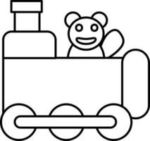 Toy Train Icon In Black Outline. vector