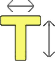 Letter T Or Type Tool Icon In Yellow Color. vector