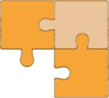 Puzzle Icon In Orange And White Color. vector