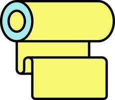 Paper Roll Icon In Yellow And Blue Color. vector