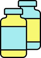 Bottles Icon In Yellow And Blue Color. vector