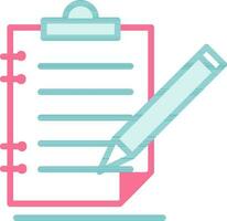 Clipboard With Pen Icon In Teal And Red Color. vector