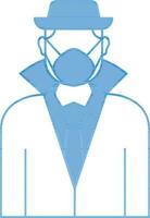 Illustration Of Man Wearing Mask Icon In Blue And White Color. vector