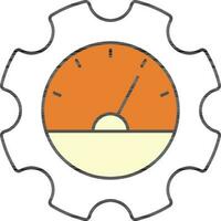 Speedometer Setting Icon In Orange And White Color. vector