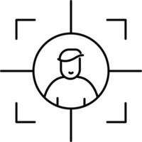Target Man Icon In Black Line Art. vector
