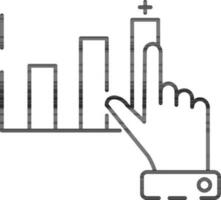 Linear Style Presenting Bar Graph Icon. vector