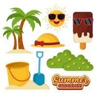 Collection of Summer Element Vector in Flat Design