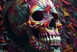 Day of the Dead skulls. Dia de los Muertos. Day of the Dead and Mexican Halloween background. Mexican tradition festival. Day of the dead sugar skull. Dia de los Muertos, generate ai photo