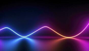 3d rendering, the abstract background of colorful neon wavy lines glowing in the dark. Modern simple wallpaper, generates ai photo