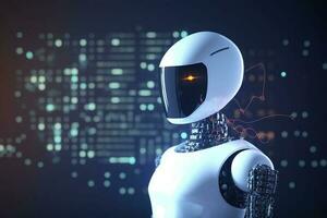 Smart City with robot system artificial intelligence, Chat GPT chatbot AI, Chatting with a smart AI or artificial intelligence chatbot developed by Open AI, Generate AI photo