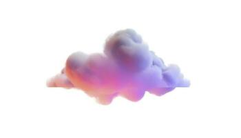 3d render, glowing colorful soft cloud isolated on white background. Fluffy cumulus atmosphere phenomenon. Realistic sky clip art element, generate ai photo