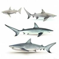 sharks isolated on white background, generate ai photo