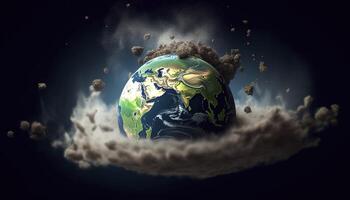 earth with pollution , photo