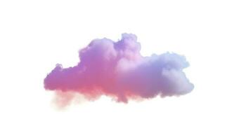 3d render, glowing colorful soft cloud isolated on white background. Fluffy cumulus atmosphere phenomenon. Realistic sky clip art element, generate ai photo