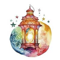 Vector watercolor ramadan kareem greeting. image created ai photo