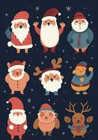 Christmas seamless pattern with cute santa claus on a dark background. happy new year pattern, generate ai photo