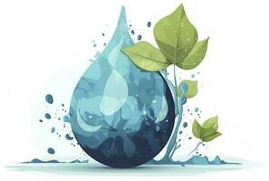 drop of water contains earth and leaves, in the style of water and land fusion, environmental awareness, generate ai photo