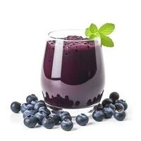 Tasty blueberry smoothie in glass isolated on white background, generate ai photo