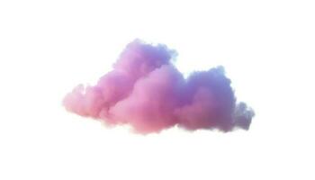3d render, glowing colorful soft cloud isolated on white background. Fluffy cumulus atmosphere phenomenon. Realistic sky clip art element, generate ai photo