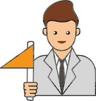 Illustration Of Business Man Holding Flag Colorful Icon. vector