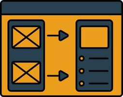 Use Miro Mobile App Wireframe Blue and Orange Icon. vector