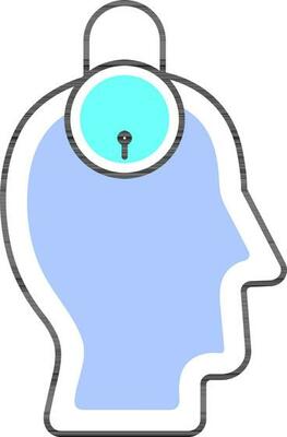 Mind Lock Icon In Blue Color.