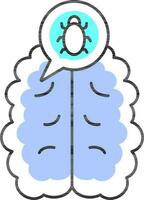 Imagination To Bug In The Brain Blue and White Icon. vector