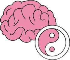 Yin Yang Symbol With Brain Icon In Pink And White Color. vector