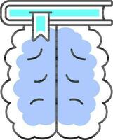 Book With Brain Blue Icon In Flat Style. vector