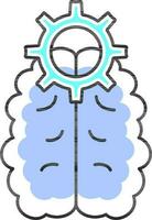 Brain Setting Icon In Blue Color. vector