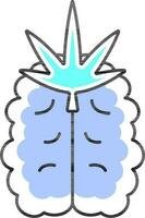 Marijuana Leaf With Brain Icon In Blue Color. vector