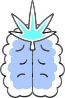 Marijuana Leaf With Brain Icon In Blue Color. vector