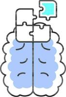 Puzzle With Brain Blue And White Icon. vector