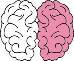 Pink And White Brain Icon In Flat Style. vector