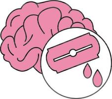 Pink Brain Surgery Icon In Flat Style. vector