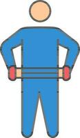 Man Holding Expander Belt Colorful Icon. vector