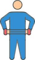 Man Holding Expander Belt Colorful Icon. vector