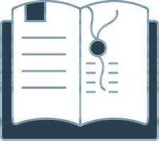 Open Book Icon In Blue And White Color. vector
