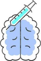 jeringuilla inyectar a cerebro azul icono. vector