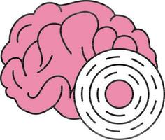 Hypnotize Brain Icon In Pink And White Color. vector