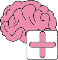 añadir cerebro icono en rosado color. vector