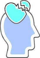 Man Broken of Heart Icon In Blue Color. vector