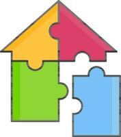 Isolated House Puzzle Icon in Flat Style. vector