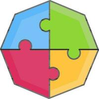 Octagon Shape Puzzle Icon in Colorful Flat Style. vector