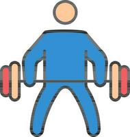 Flat Style Man Holding Barbell Colorful Icon. vector
