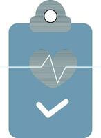 Flat Heart Report Check Blue Icon. vector